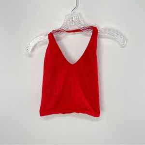 Out From Under Red Ribbed Halter Tank Top
